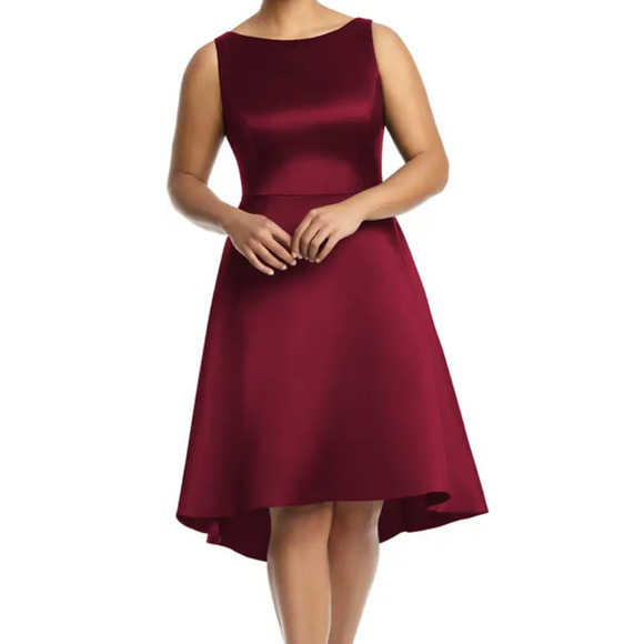 ALFRED SUNG Dresses & Skirts - Alfred Sung dress burgundy D697w high low cocktail size 22W